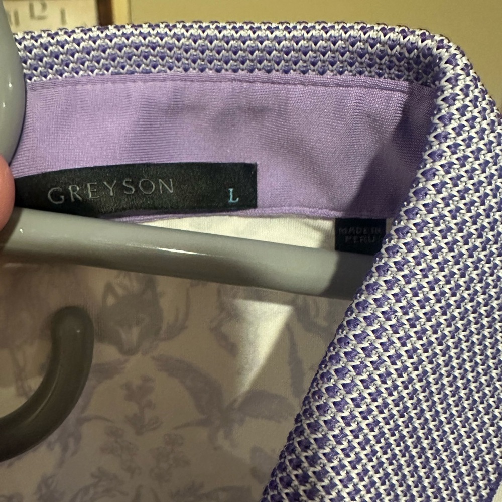 Greyson White and Purple Patterned Men's Shirt - worn once - Picture 3 of 4